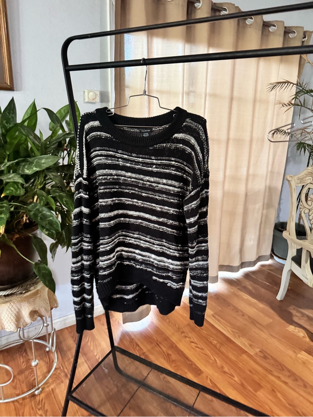 Calvin Klein Jeans Black & White Striped Crewneck Sweater